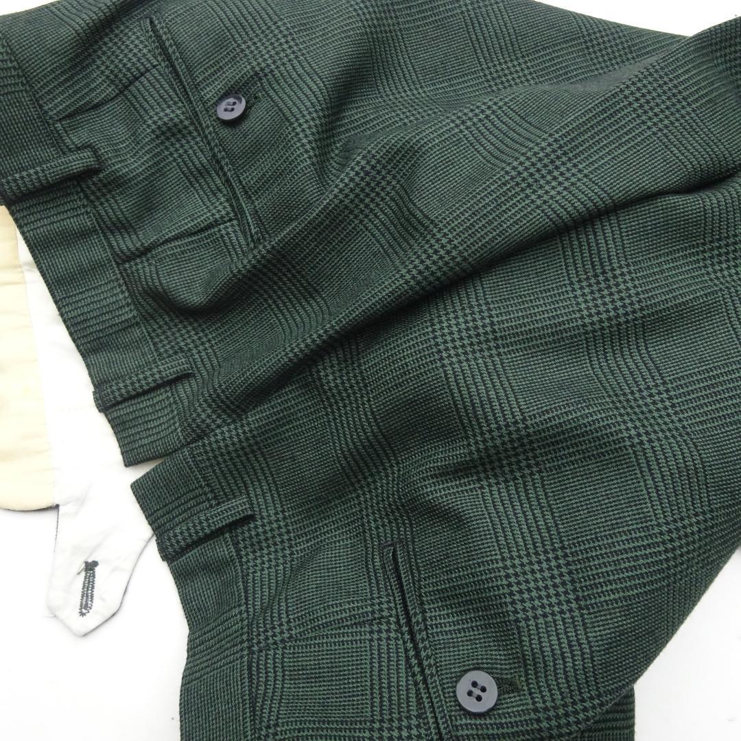 イタリア製赤タグ　ブリオーニ　Romaダブルスーツグレンチェックグリーン50刺繍