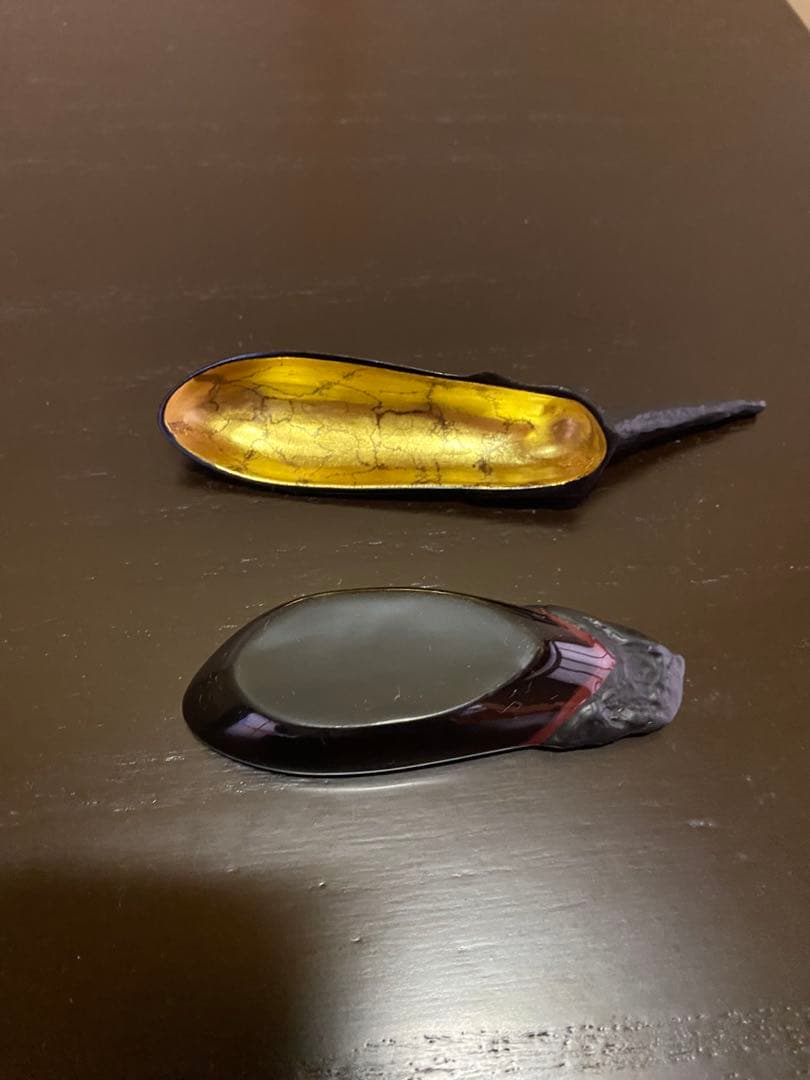 香合　荒井樹芳 作「茄子 香合」内金箔 共箱 茶道具