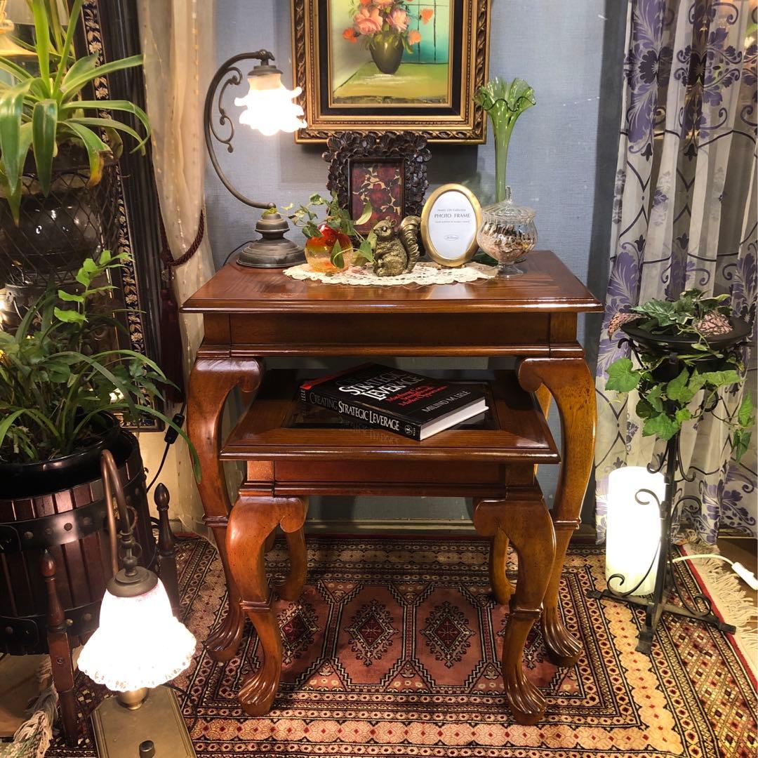 チルヴィンテージ US アンティーク　ネストテーブル　バラ売り可　猫脚