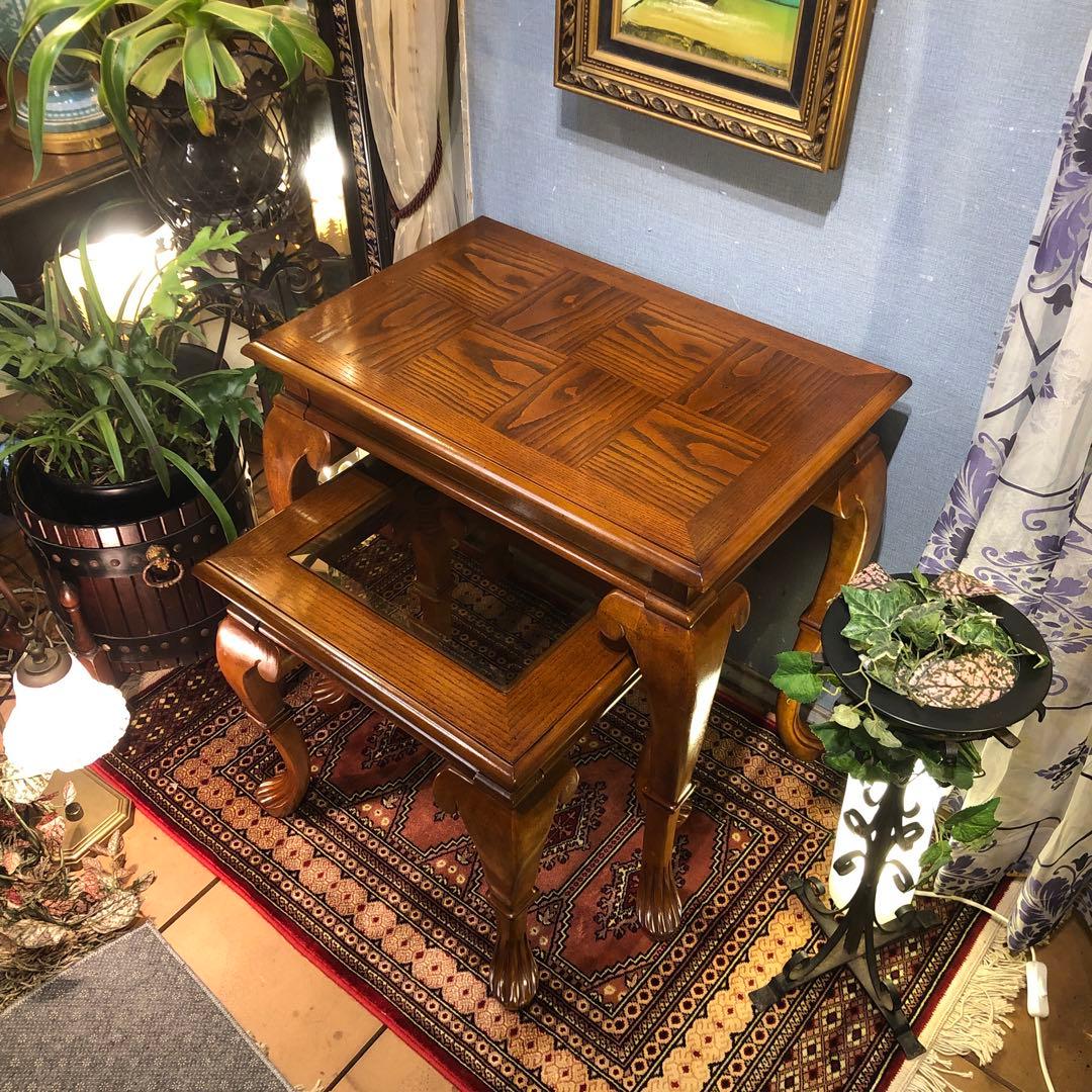 チルヴィンテージ US アンティーク　ネストテーブル　バラ売り可　猫脚