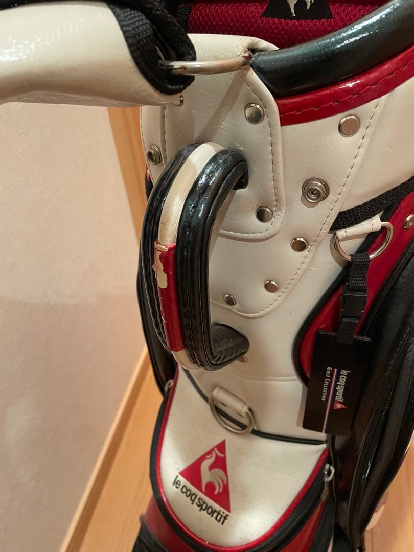 le coq sportif キャディバッグ ホワイト/レッド/ブラック