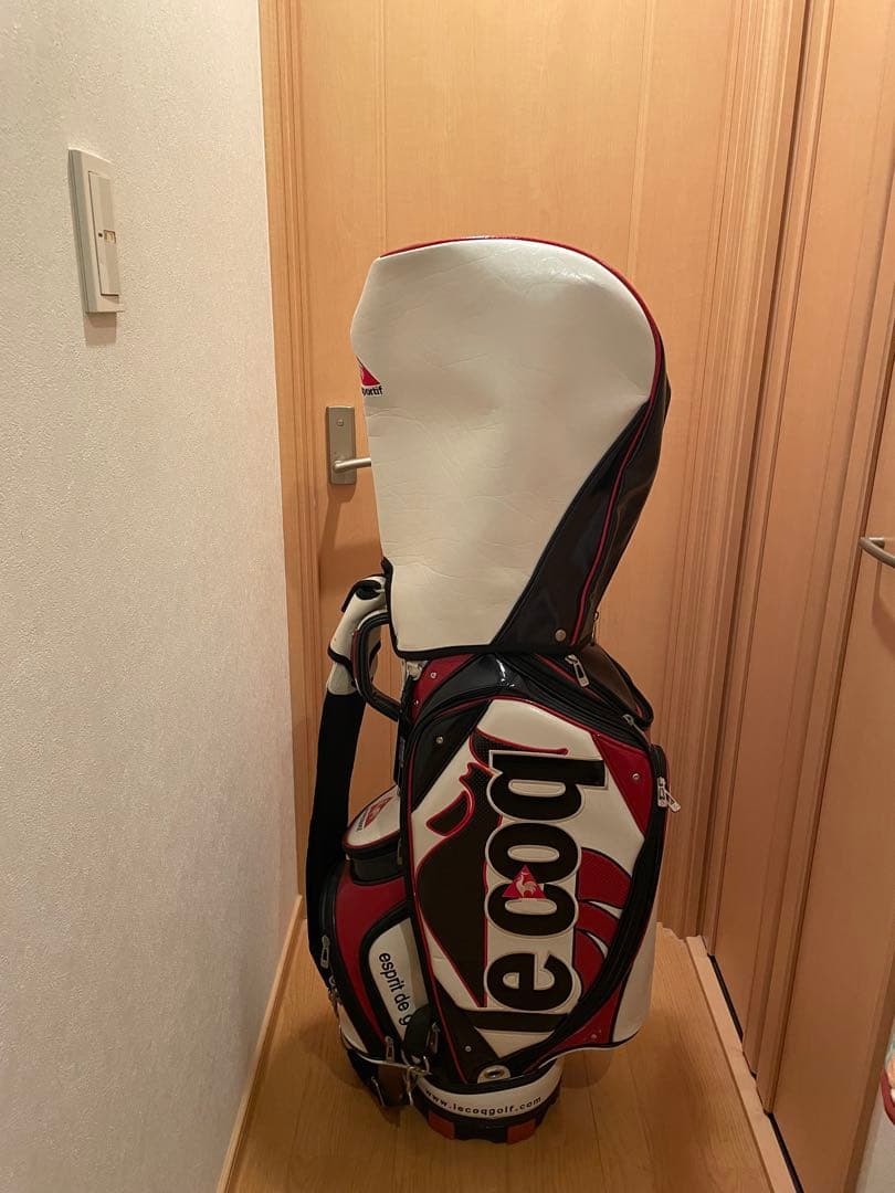 le coq sportif キャディバッグ ホワイト/レッド/ブラック