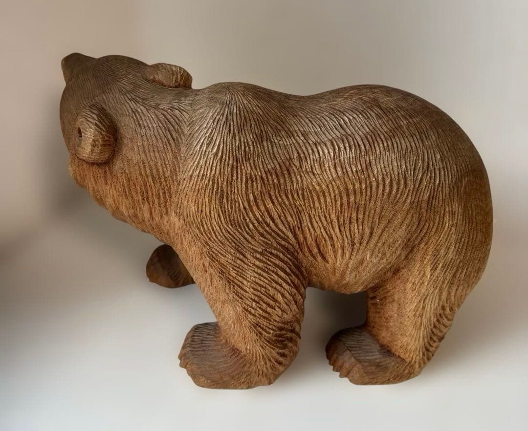 【希少品・2体セット】木彫　熊　座熊　台座付き　加藤貞夫　八雲