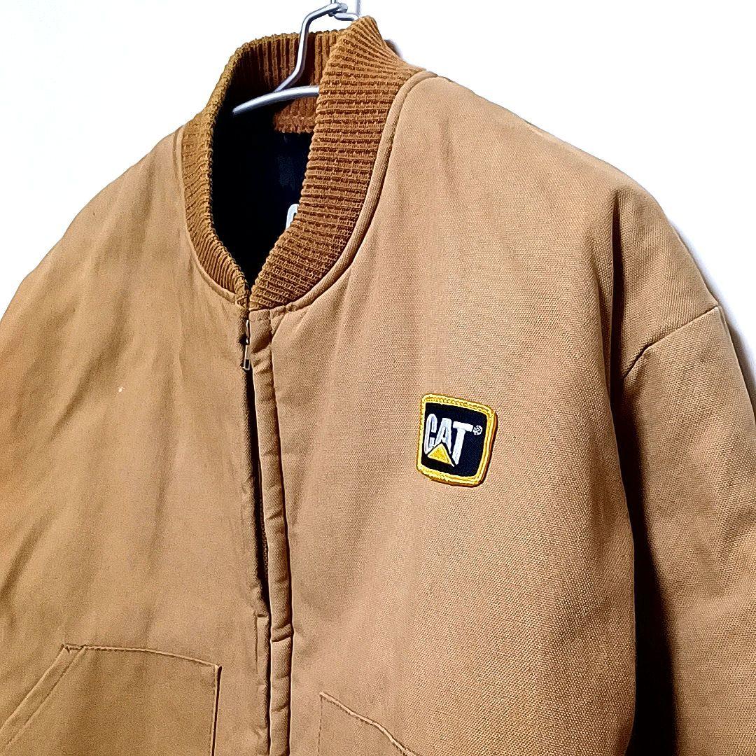みてみて80s90s★CATブラウンダックキルティング中綿ジャケット