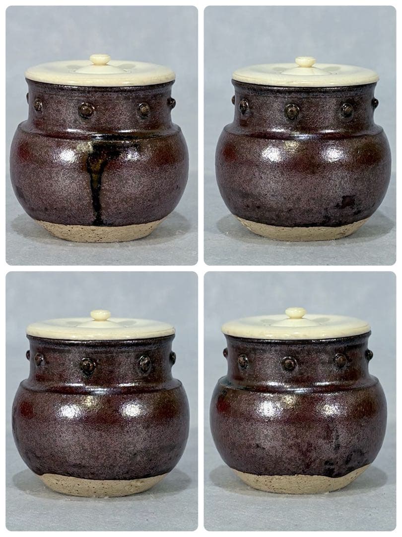 美濃焼　佐々木八十二造　古瀬戸ルイザ(擂座)茶入　美品　共箱　茶道具　送料込