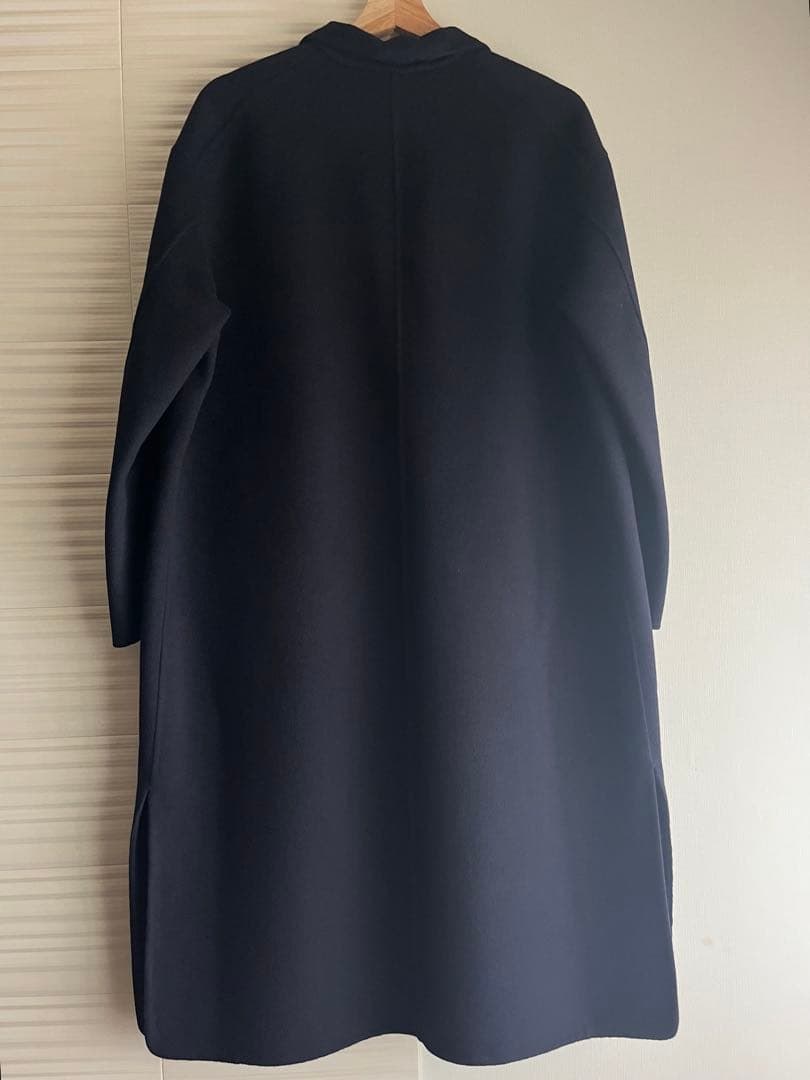 Drawer ドゥロワー チェスターコート レザーポケット ネイビー 紺 38