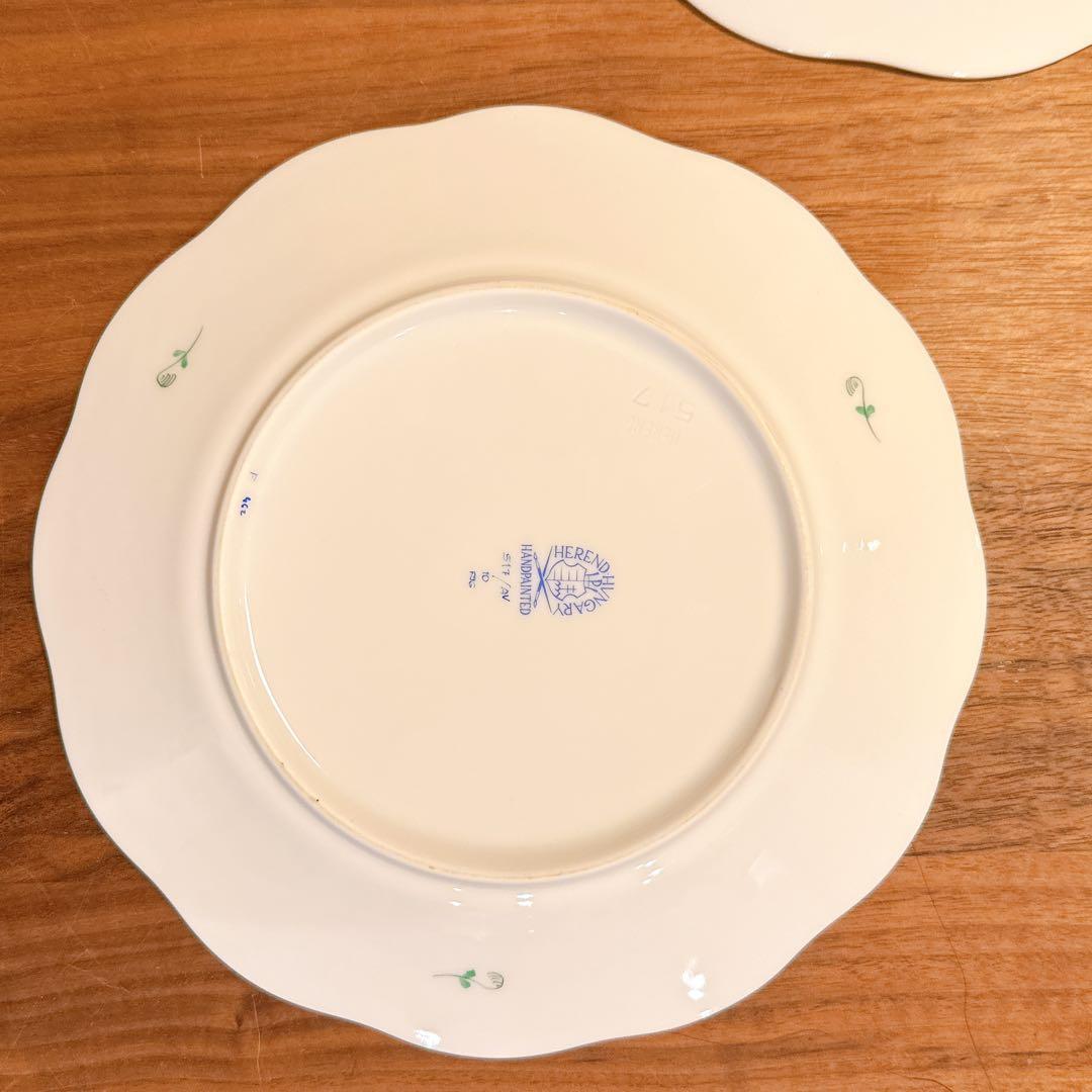 【トリトリ】HEREND ヘレンド　アポニーグリーン　プレート　19cm②
