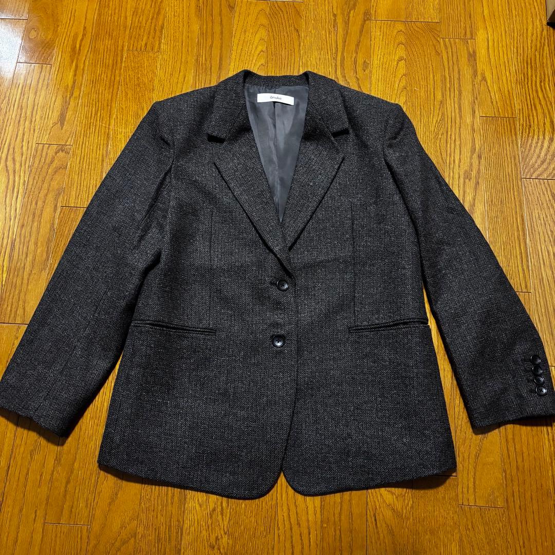 anuke Herringbone Wool Jacket ブラウン 36
