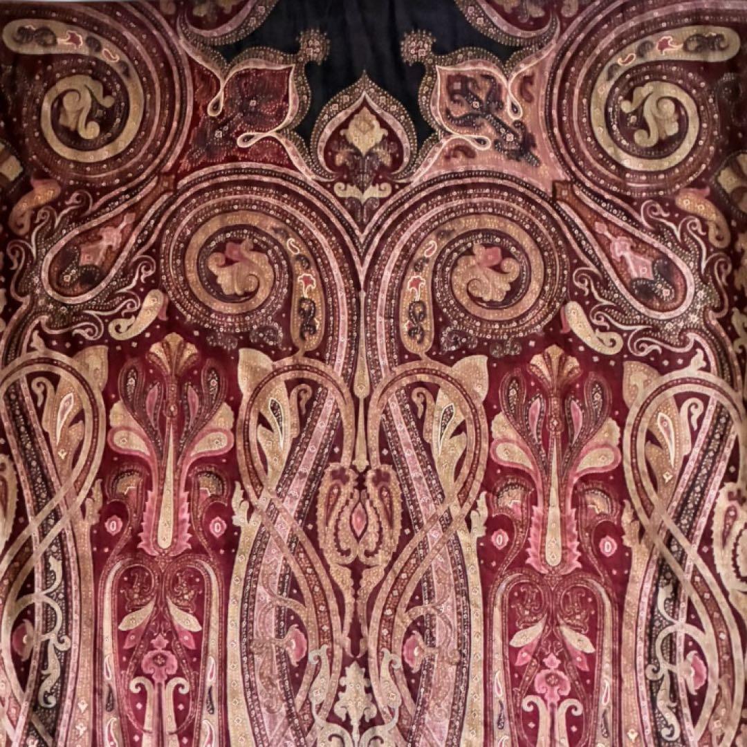 極美品✨エトロ ストールペイズリーボルドーイタリア製ウールシルクレディース大判