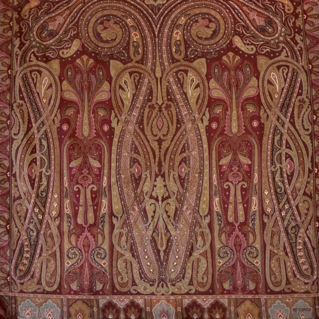 極美品✨エトロ ストールペイズリーボルドーイタリア製ウールシルクレディース大判