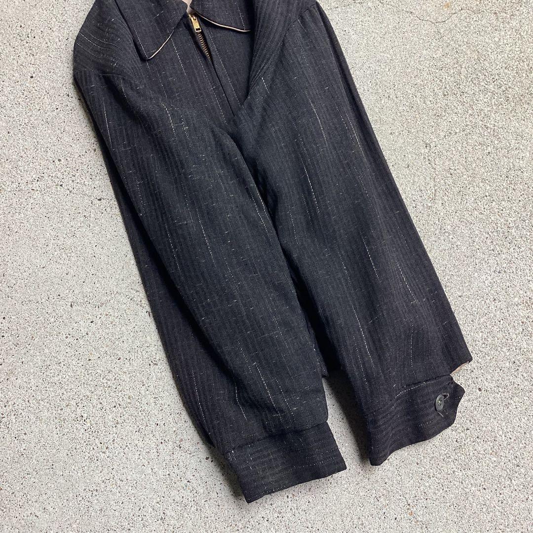Kids 50s U.S.VINTAGE レーヨンギャバジンJKT 黒 カスリ