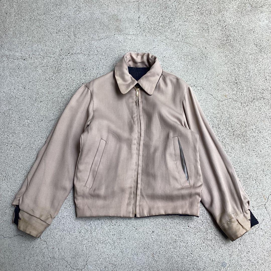 Kids 50s U.S.VINTAGE レーヨンギャバジンJKT 黒 カスリ