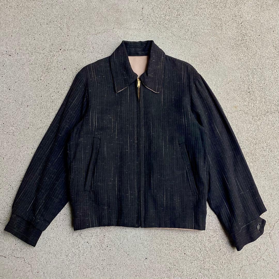 Kids 50s U.S.VINTAGE レーヨンギャバジンJKT 黒 カスリ