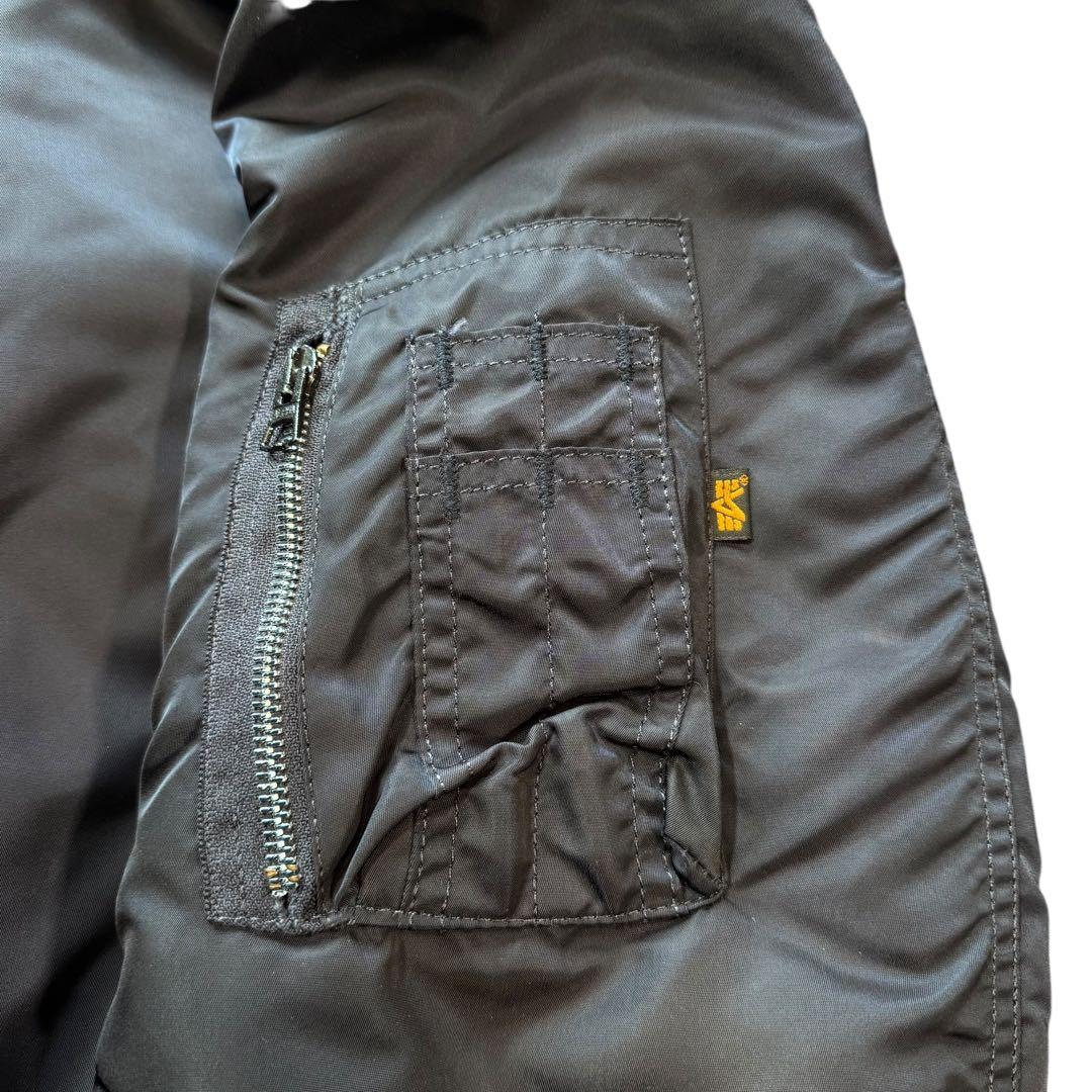 美品 90s USA製 ALPHA MA-1 グランドクルー ネイビー S