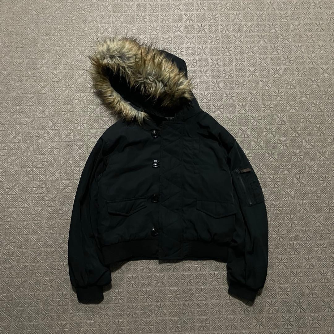 Y2K N2B OPIUM 短丈 フライト ボンバージャケット ファーフード73