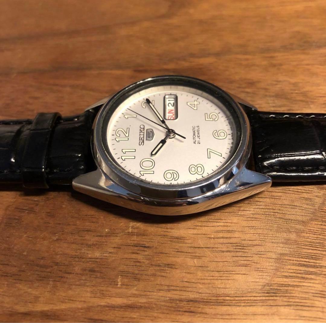 【SEIKO】SEIKO5 自動巻 セイコーファイブ　アラビア　シルバー