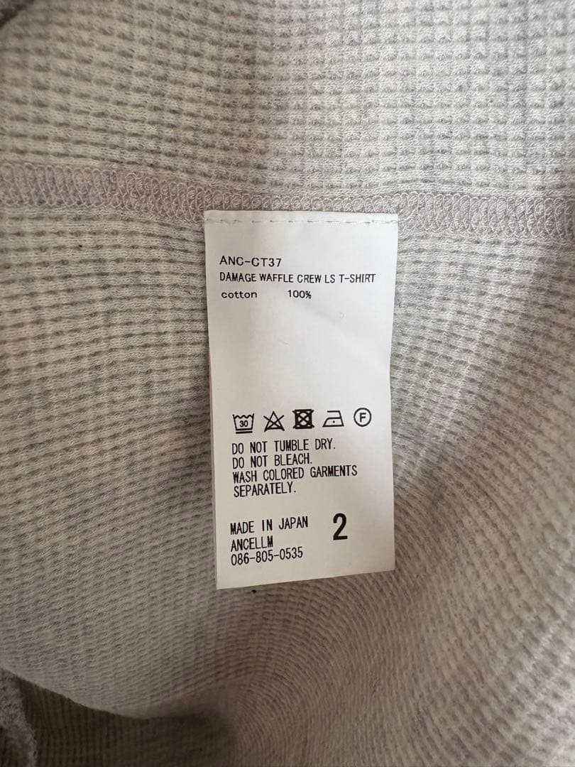 ANC-GT37 ダメージワッフルクルー長袖Tシャツ サイズ2