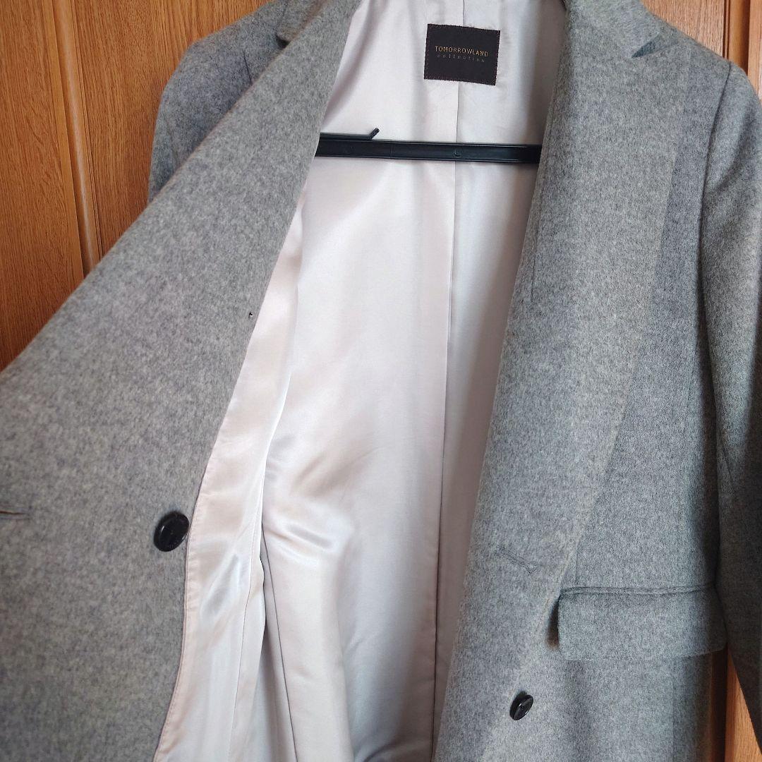 【美品】トゥモローランド★グレー ダブルブレスト ロングコート
