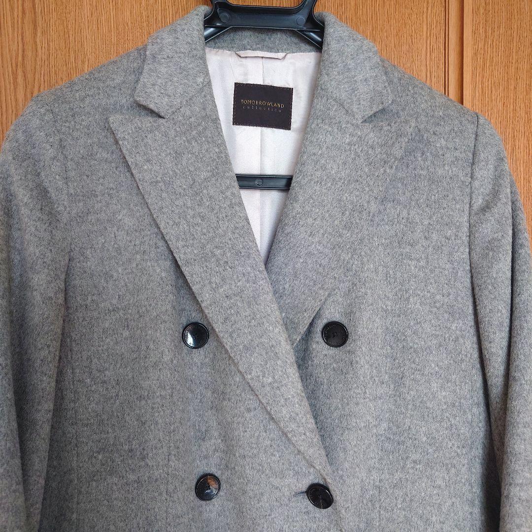 【美品】トゥモローランド★グレー ダブルブレスト ロングコート