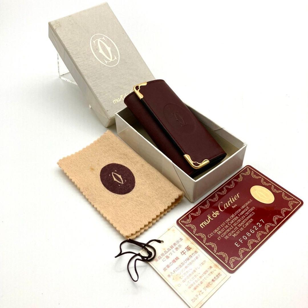 カルティエ マストライン レザー ボルドー 4連キーケース 未使用 70206