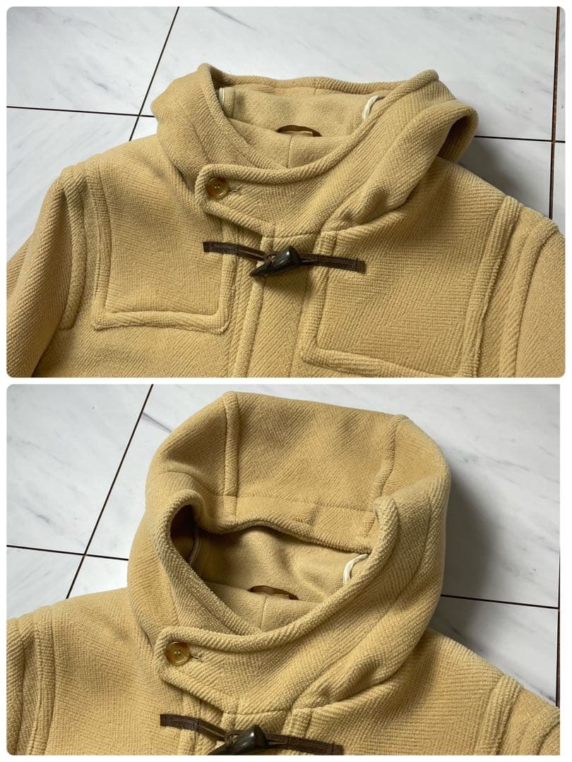 緑タグ グレンフェル ヘリンボーン ダッフルコート 英国製 キャメル メンズ34