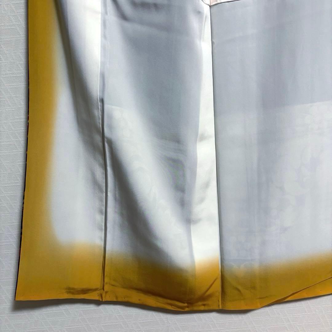 【振袖】 個性的な花模様 市松紋様 着物 袷 小振袖 身丈約159cm