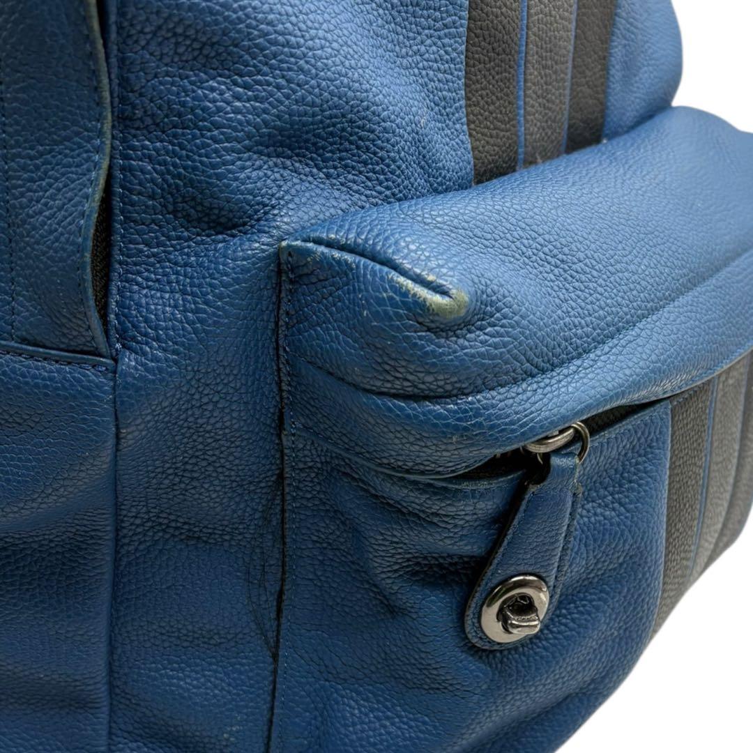 COACH コーチバックパック ヴァーシティー ストライプ青 リュック 大容量