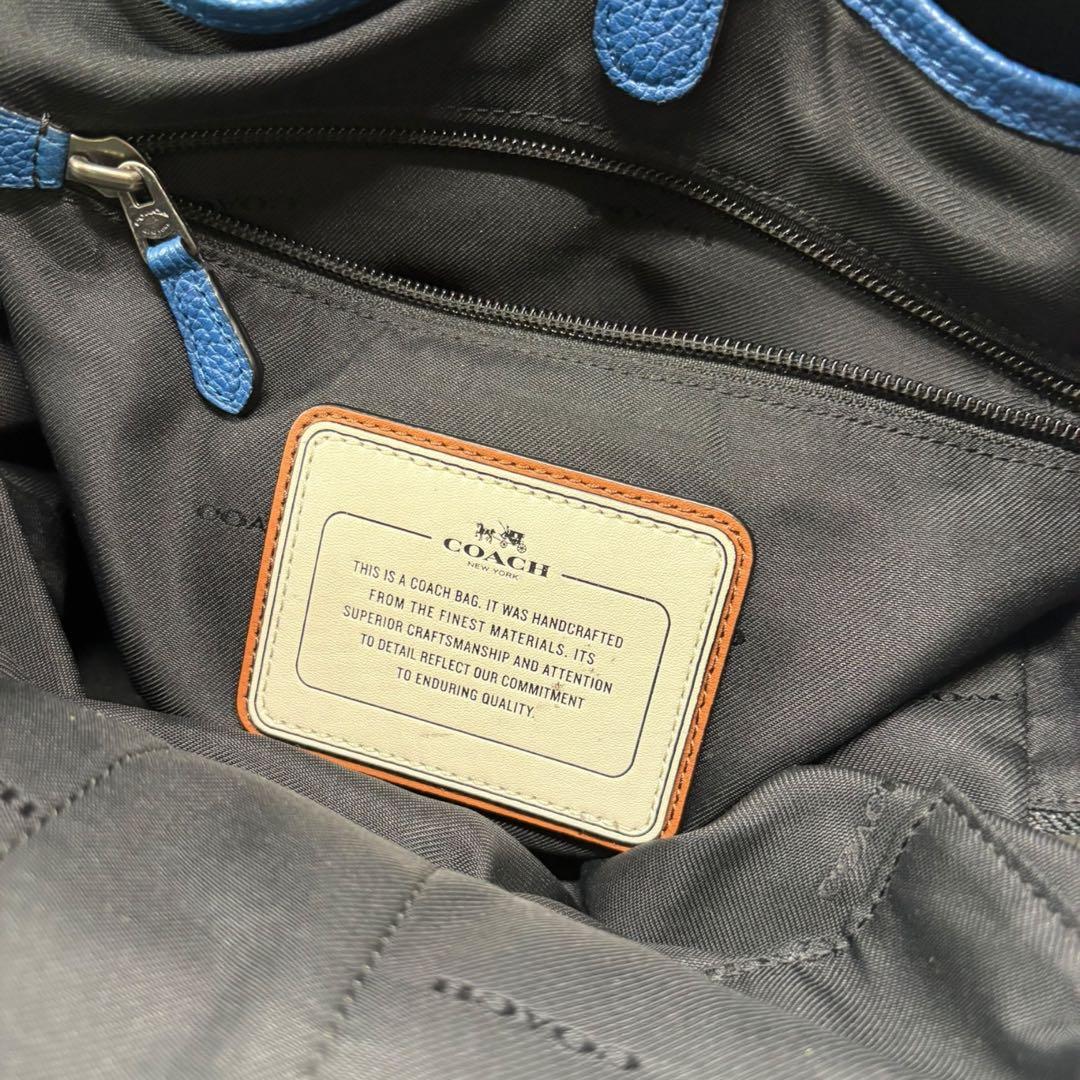 COACH コーチバックパック ヴァーシティー ストライプ青 リュック 大容量