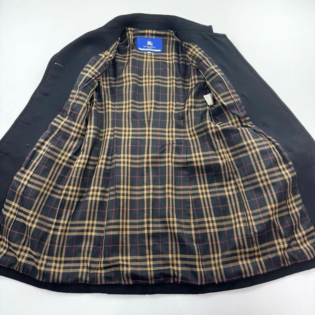 バーバリーブルーレーベル ウールトレンチコート ノバチェック ベルト 刻印 黒