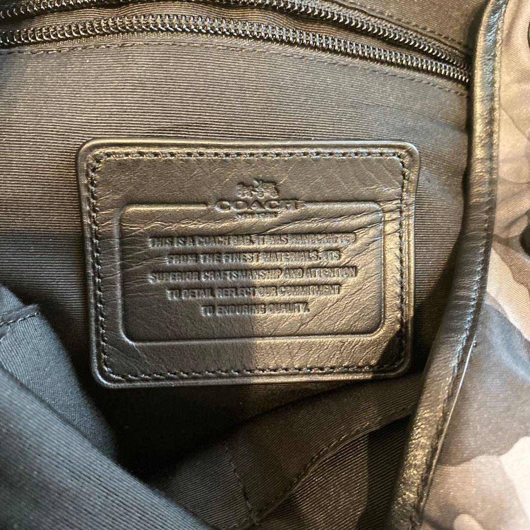 【COACH】ブラック×グレー 迷彩柄リュックサック