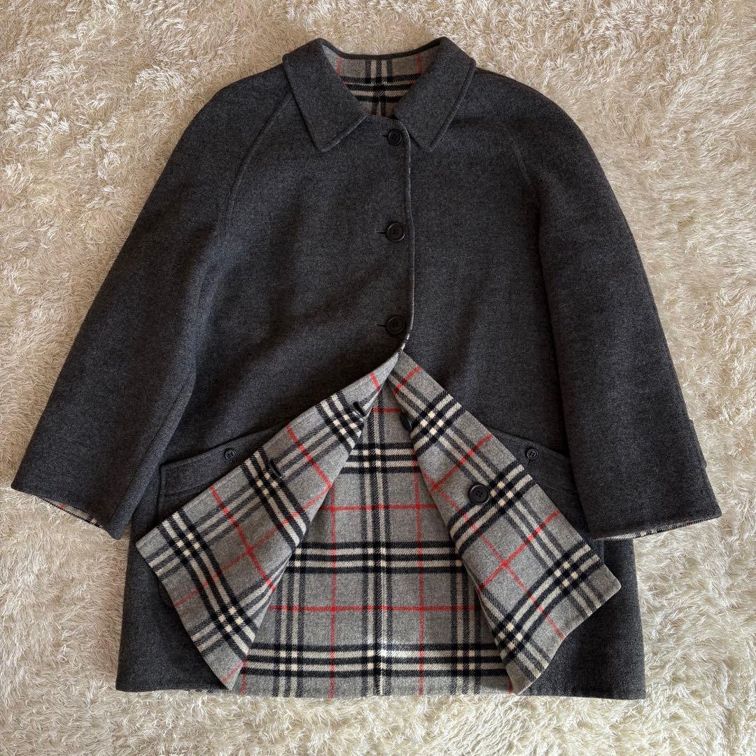 ❤️人気◆バーバリー ダブルフェイス リバーシブル コート ラムウール グレー