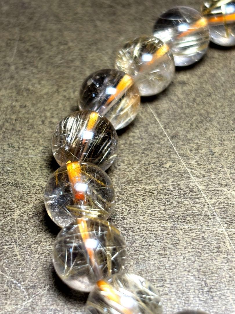 【新入荷】高品質ゴールドタイチンルチルブレス約10.7㎜（新品未使用）金運最強