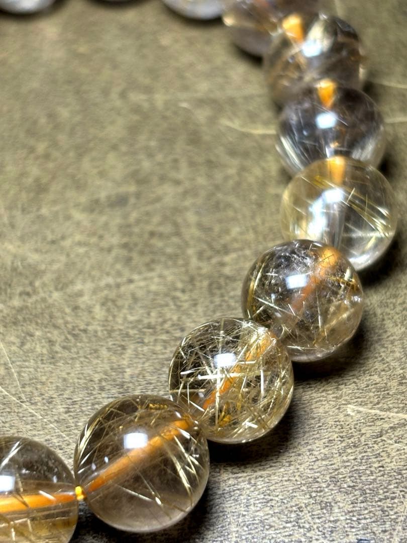 【新入荷】高品質ゴールドタイチンルチルブレス約10.7㎜（新品未使用）金運最強