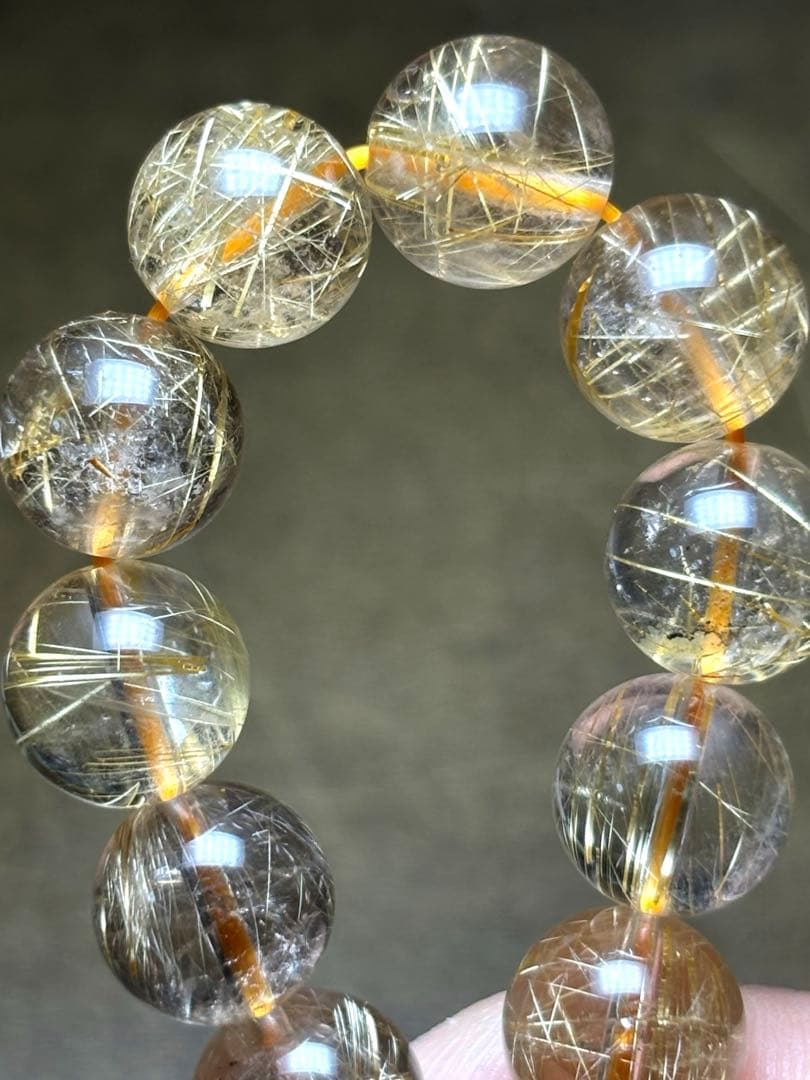 【新入荷】高品質ゴールドタイチンルチルブレス約10.7㎜（新品未使用）金運最強