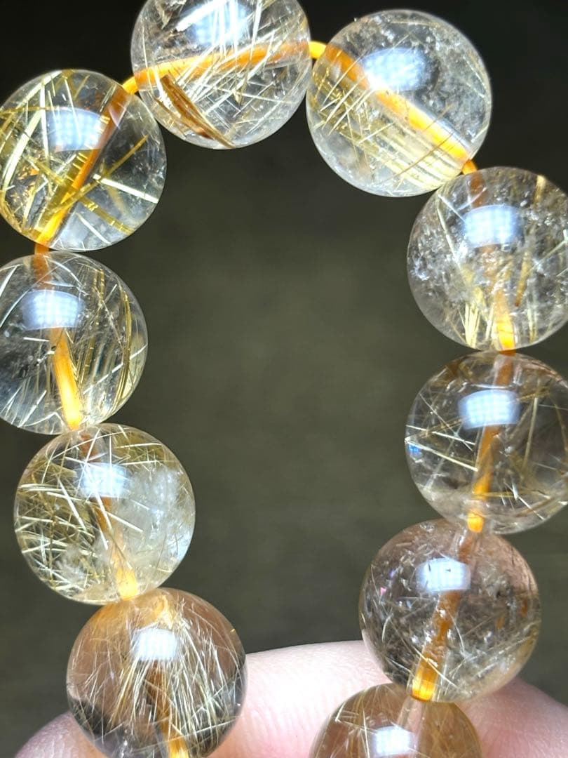 【新入荷】高品質ゴールドタイチンルチルブレス約10.7㎜（新品未使用）金運最強