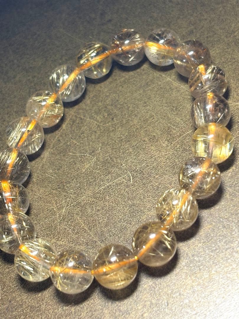 【新入荷】高品質ゴールドタイチンルチルブレス約10.7㎜（新品未使用）金運最強