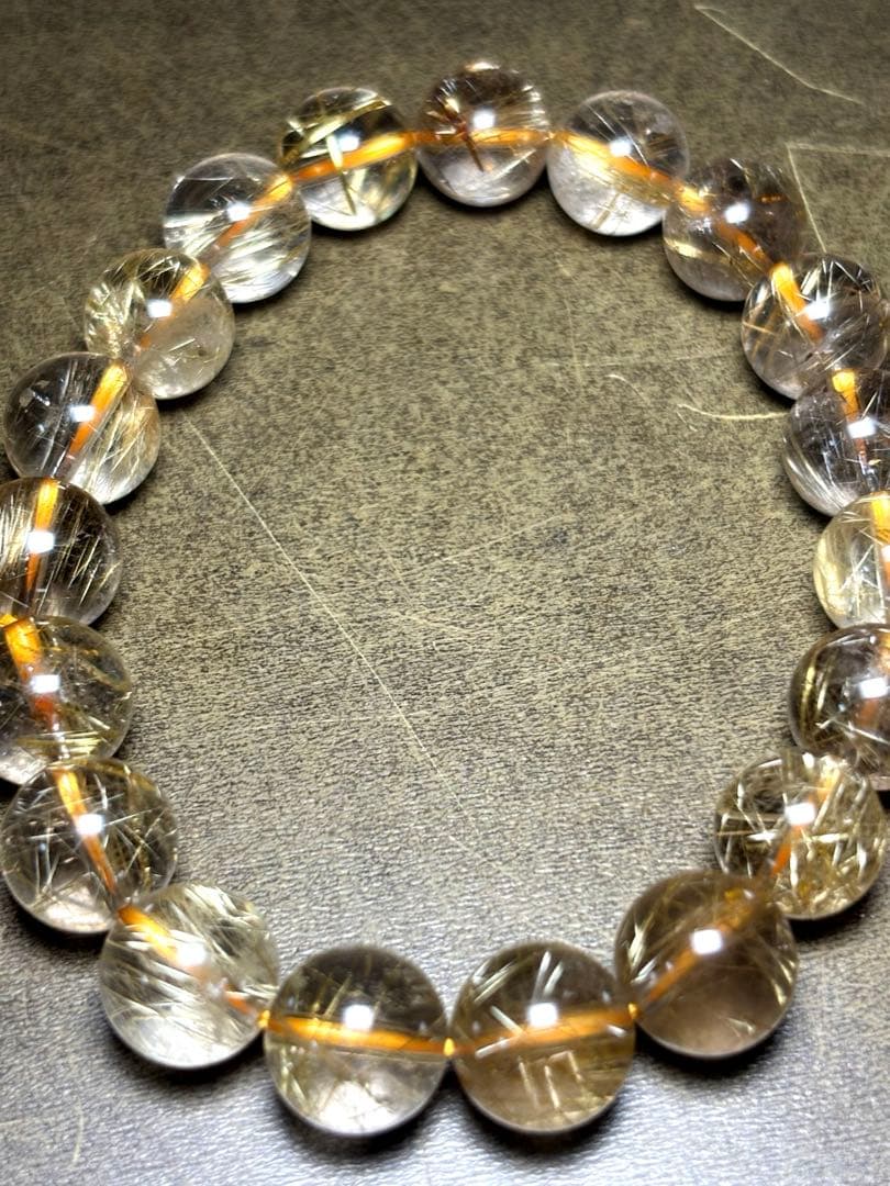 【新入荷】高品質ゴールドタイチンルチルブレス約10.7㎜（新品未使用）金運最強