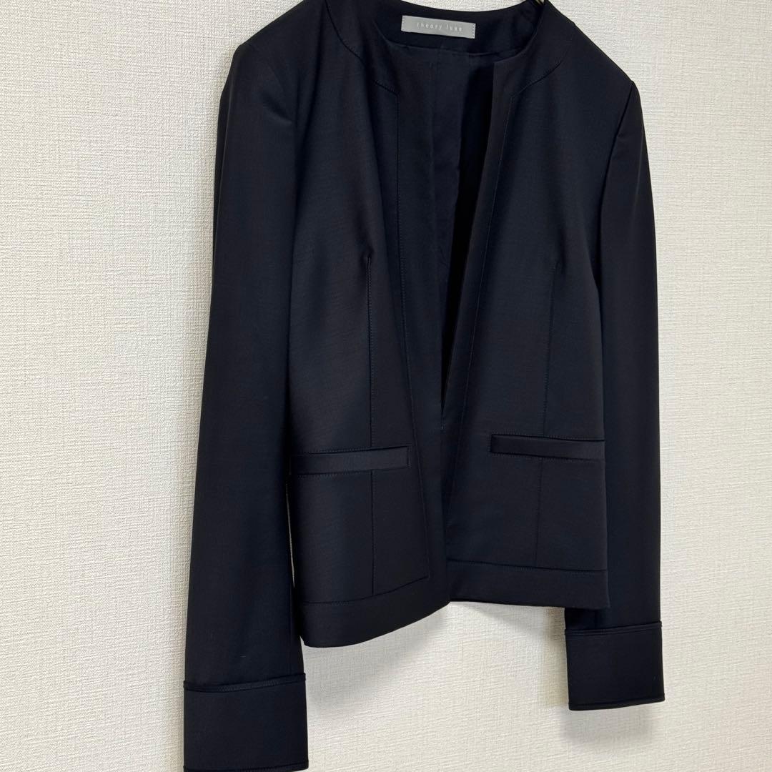 美品 セオリーリュクス Executive Nikkia ノーカラージャケット