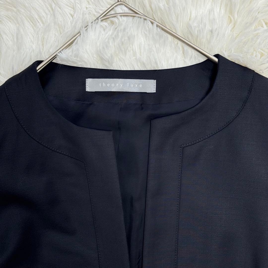 美品 セオリーリュクス Executive Nikkia ノーカラージャケット