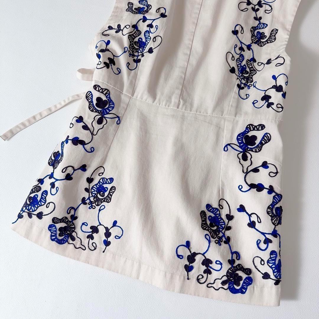 未使用級ꕥサラマリカ 24AW ジーナットコットンツイルエンブロイダリージレ