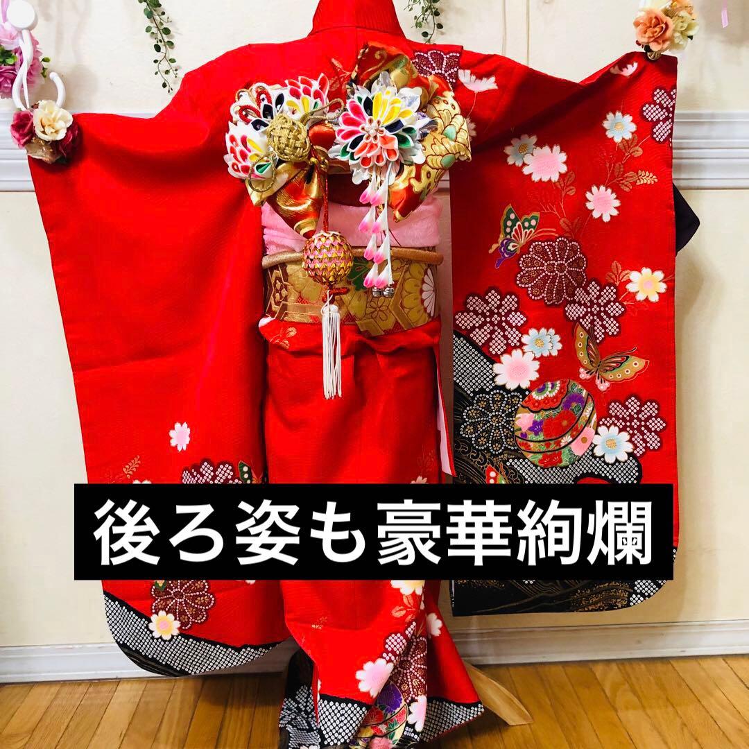 七五三七歳‼️完全フルセット‼️人気赤地に絞り柄豪華❤️か金彩金箔煌びやか際立つ