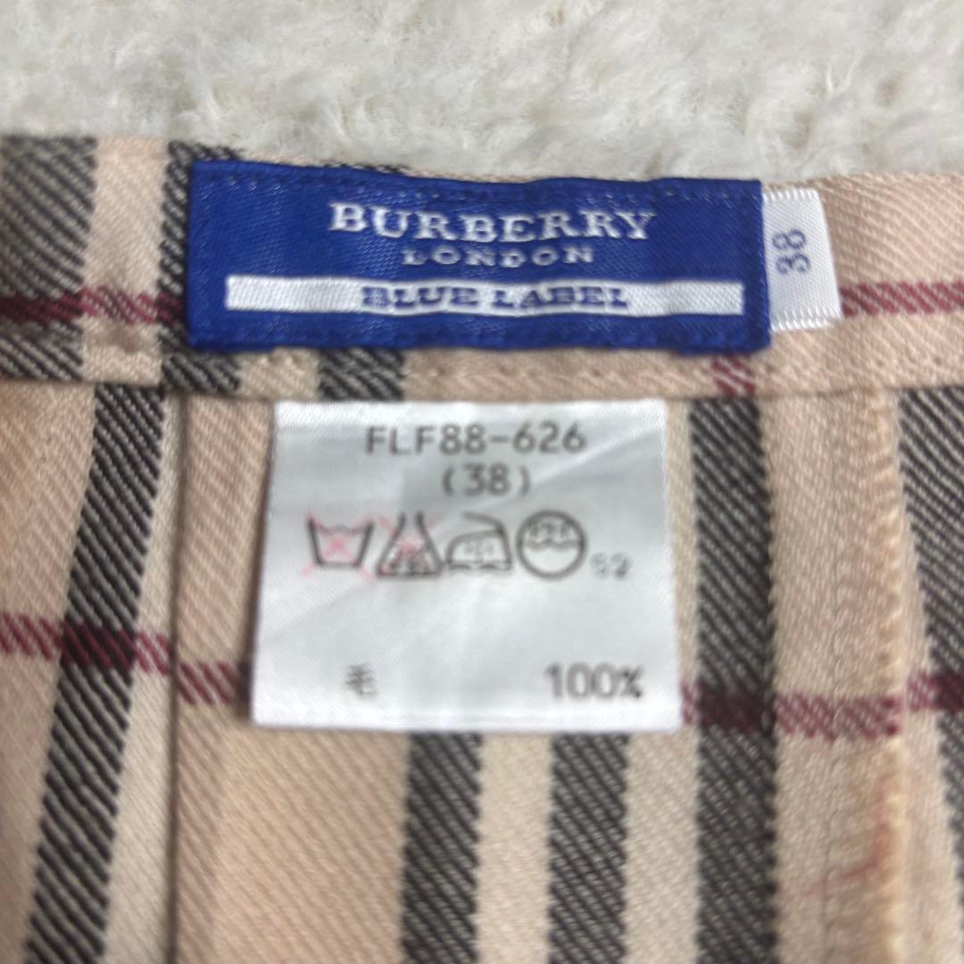 バーバリーブルーレーベル ベージュ ノバチェック プリーツラップスカート M