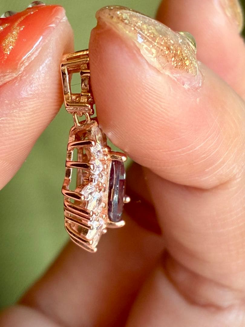 5A✨鮮やか＆艶＆照り＆クリア ブラジル産天然アレキサンドライト925トップ