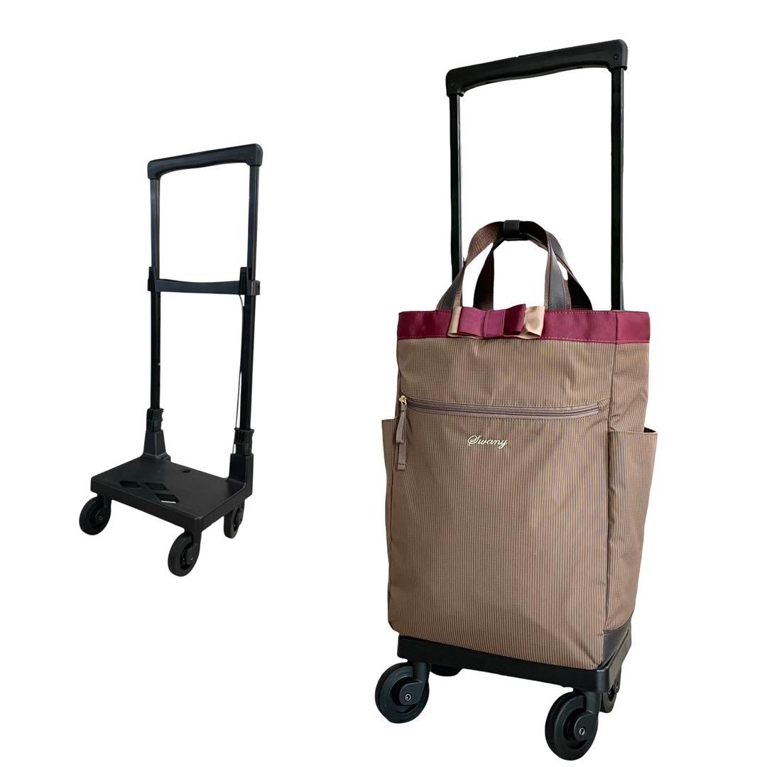 《超美品》スワニー ルバンドトート キャリーバッグ リボン ４輪ストッパー付き