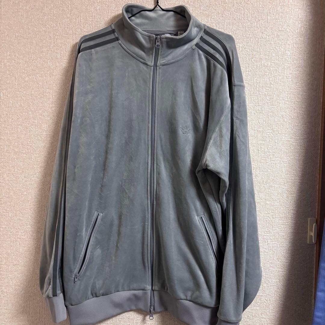 アディダス ベロア トラックジャケット L グレー