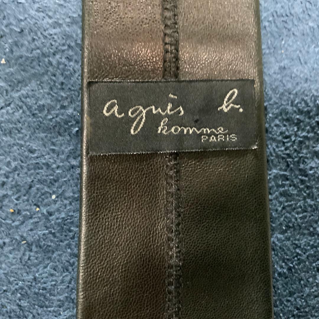 アニエスベー　黒　レザー　ネクタイ