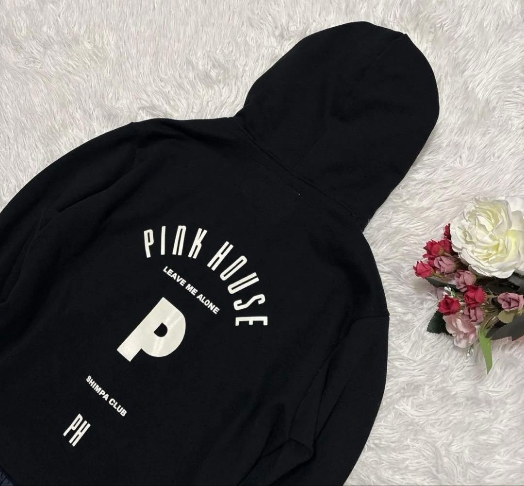 ピンクハウス いちごステッチレース使いパーカー ブラック フード Ｌ