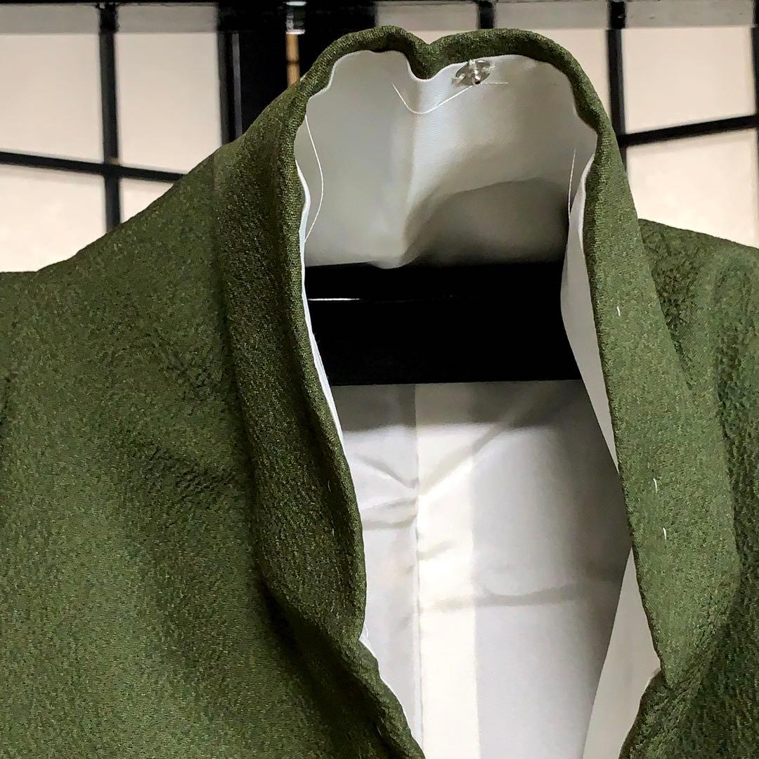 【コロ　】君島一郎　寿光織　色無地　一ツ紋　身丈172.5cm 長身で細身