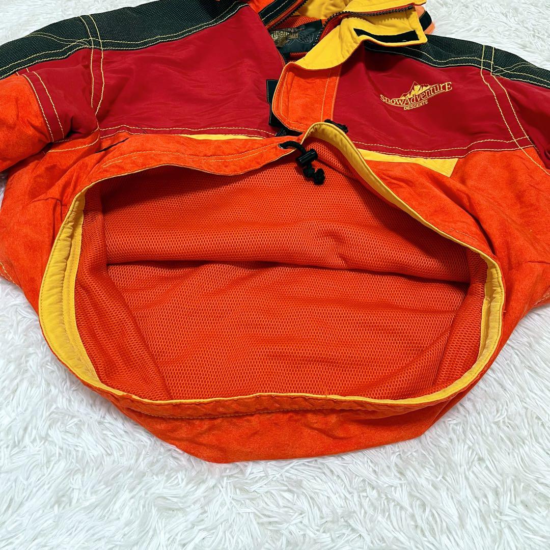 平成レトロ 90s DESCENTEスノーウェア上下 L オレンジ スキースノボ