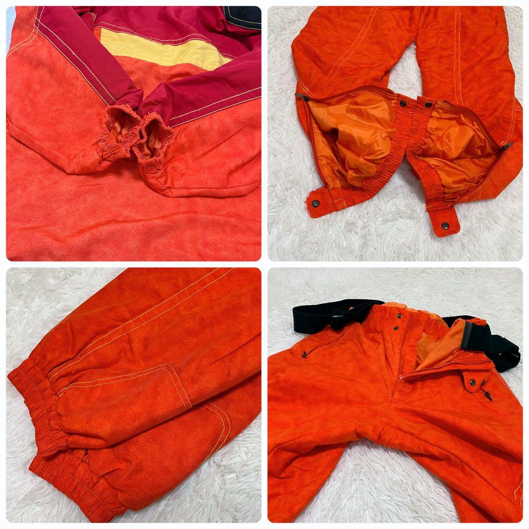 平成レトロ 90s DESCENTEスノーウェア上下 L オレンジ スキースノボ